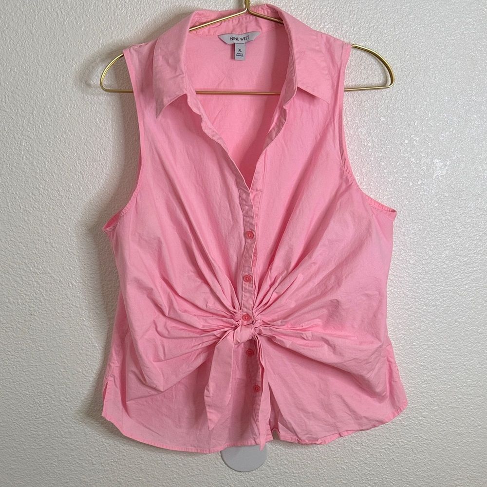 Nine West Light Pink Knot Front Blouse
